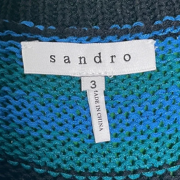 Sandro Blue and Green Patterned Sweater - Picture 4 of 5